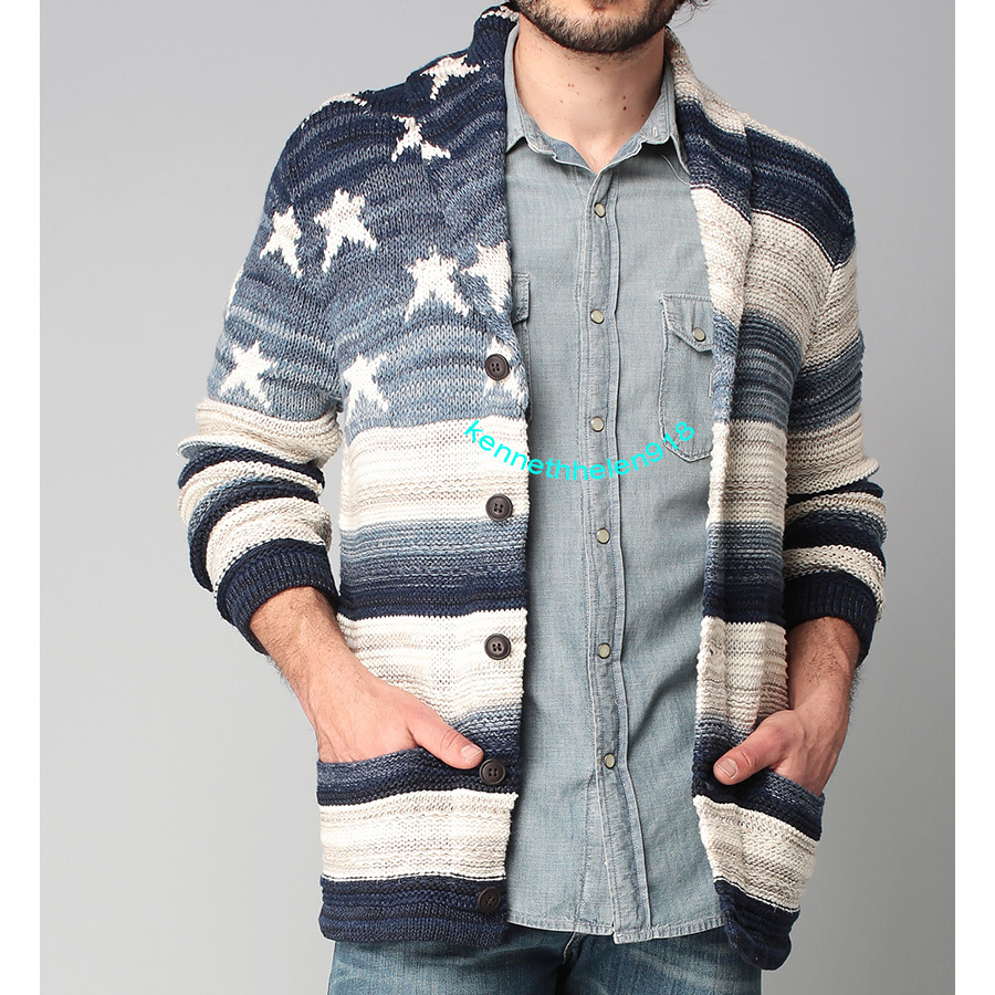 DENIM & SUPPLY RALPH LAUREN FLAG GRAPHIC CARDIGAN SWEATER