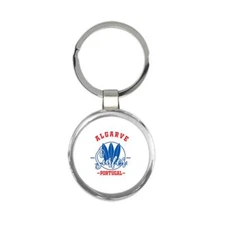 Algarve Portugal : Gift Round Keychain Surfer Tropical Souvenir Travel
