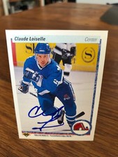 1990-91 UPPER DECK #338 CLAUDE LOISELLE SIGNED AUTOGRAPHED CARD B