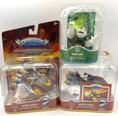 Skylanders ZOO LOU and 2 BURN-CYCLES - NOS - Damaged Packages