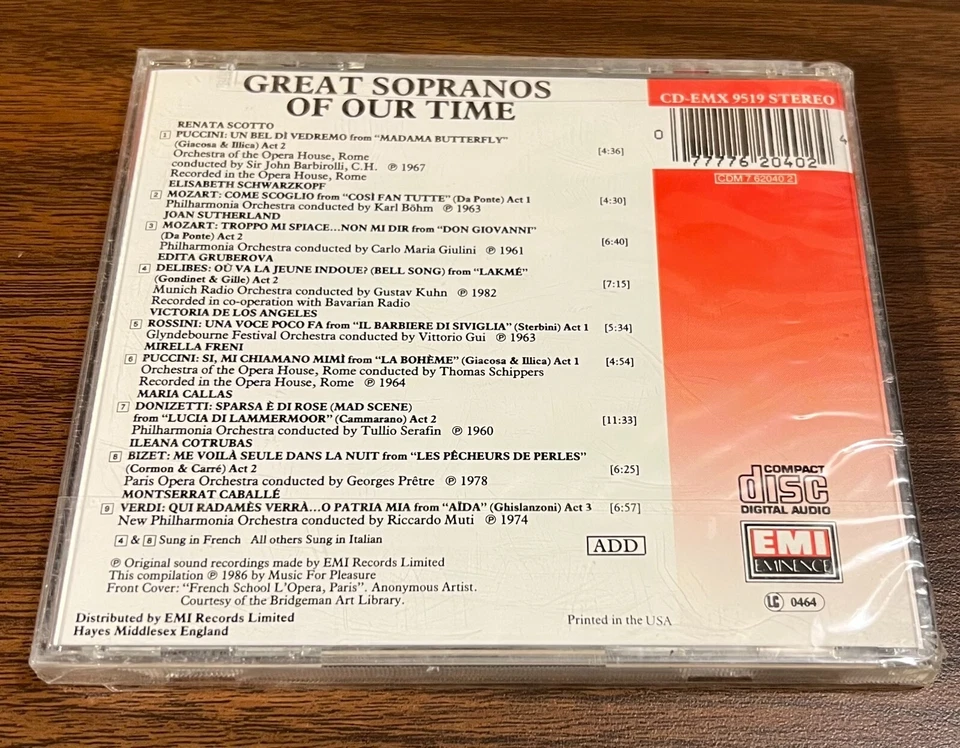 GREAT SOPRANOS OF OUR TIME (CD,2005) Caballe/Callas/Frenni/Scotto - new/sealed Foto 2 de 3