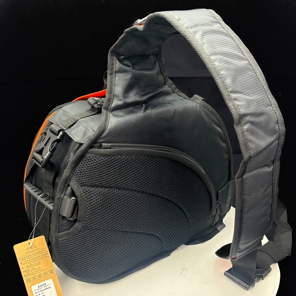 Bolso Bandolera Caden Naranja Negro Cámara Correas Ajustables Trípode Lazos Eslinga Foto 4 de 4