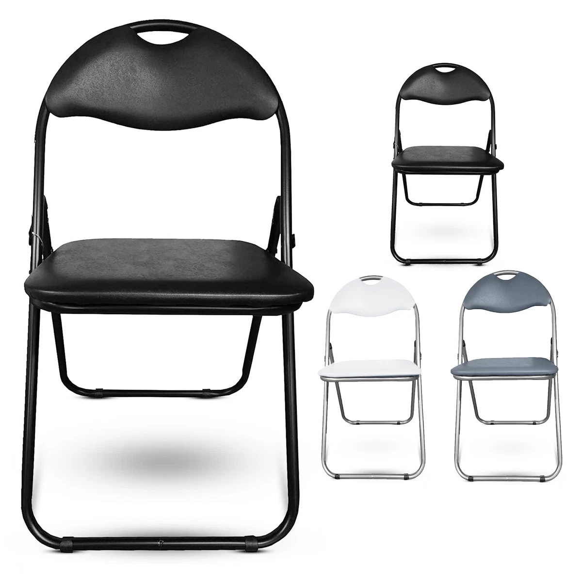 Leather Faux Padded Folding Chair Heavy Duty Metal Desk Study