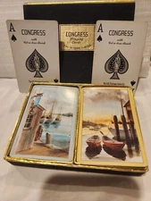 Vtg Congress Playing Cards Sailboat Double Deck 