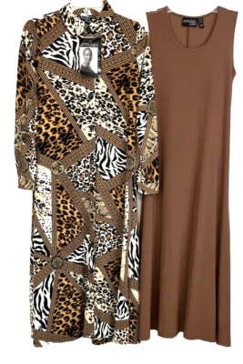 Attitudes by Renee Duster Maxi Dress Set of 2 P2XS Brown A382809 Women F360  | eBay