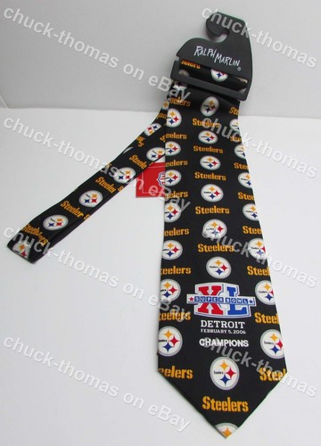 STEELERS Super Bowl XL Ralph Marlin ™ Polyester OR Silk Necktie NEW w Tag - Picture 6 of 10