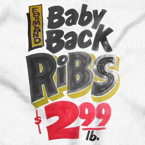 Retro Baby Back Ribs Supermarket Food Poster Youth Hooded Sweatshirt Boy or Girl - Picture 2 of 7