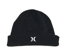 Hurley Embroidered Logo Knit Mens Womens Winter Cap Hat Beanie Black