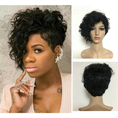 12'' Afro Curly Wig for Women Black Short Synthetic Heat Resistant Party Cosplay