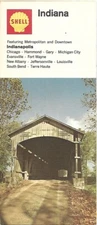 1969 SHELL OIL Covered Bridge Road Map INDIANA South Bend Terre Haute Evansville