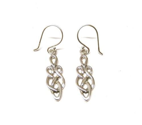 Handmade 925 Solid Sterling Silver Celtic Knot Drop Earrings 35 mm x 7.5 mm - Picture 8 of 12