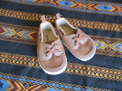Old Navy Baby Faux Leather Brown Boat Shoes Slip on Loafers 0-6 Months 