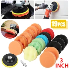 19Pcs 3" Inch Polishing Pads Sponge Woolen Waxing Buffing Pad Kits Drill Adapter