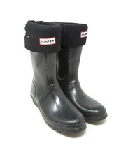 Hunter Rain Boots Original Short Women's Sz 9 Gloss black W/2 Pair of Boot Socks