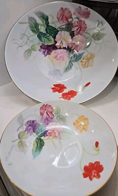 VTG Rare Noritake Bowl Set Nippon Toki Kaisha S. Kimura Handpainted Birth Flower