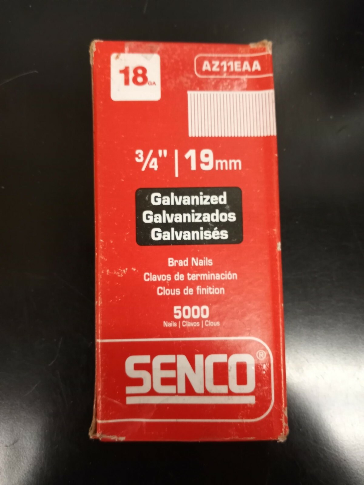 SENCO Galvanized Brad Nails 18 gauge 3/4" AZ11EAA 5 000 count box for