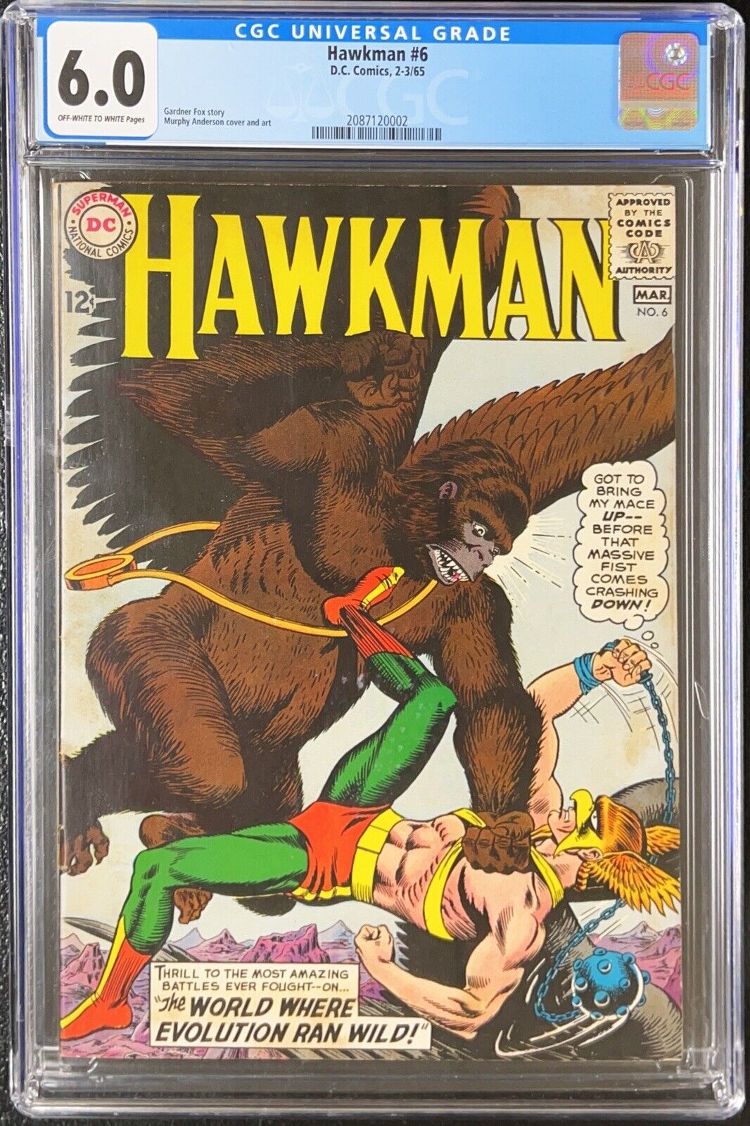 Hawkman # 6 CGC 6.0 -- 1965 -- Flying Gorilla cover.