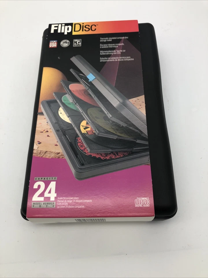 Disco abatible vintage Laserline 24 capacidades estuche de transporte nuevo modelo FD24 CD discos de juego Foto 3 de 4