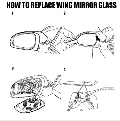 VW GOLF MK7 MK7.5 HEATED WING MIRROR GLASS CLIP ON + PLATE RIGHT DRIVER SIDE OSF - Picture 11 of 12