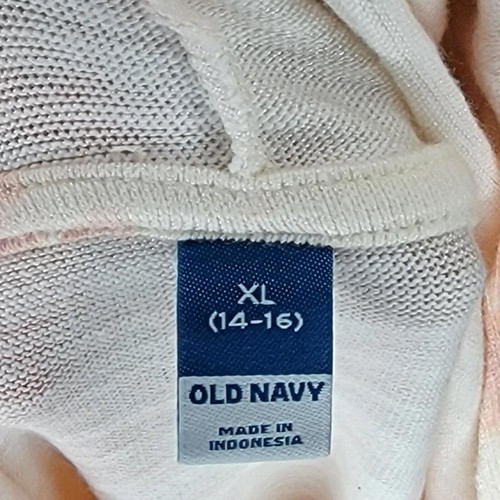 Old Navy Girls XL (14-16) Plush Knit Tie-Front Pullover Hoodie Orange Tie Dye - Picture 3 of 3