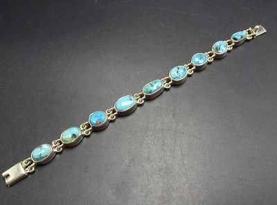 FEDERICO JIMENEZ Sterling Silver TURQUOISE Link Bracelet Gorgeous