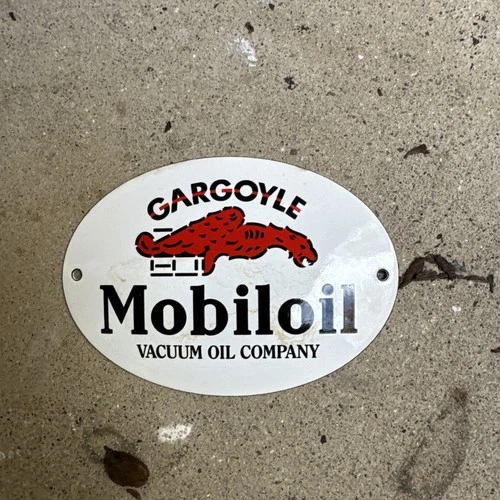 Mobil Oil Gargoyle Gasoline Motor Oil Porcelain Sign Vintage Reproduction