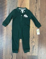 NWT Ralph Lauren Baby Boy Rugby Coverall Green 9m