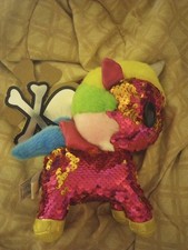 Tokidoki Color Change Pink  Gold Aurora Sequin Comet Unicorn w Crossbone Tag