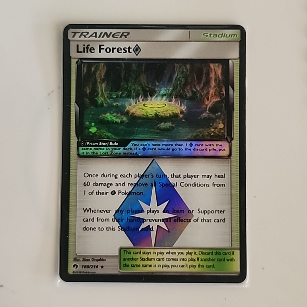 Trainer Life Forest 180/214 Lost Thunder Pokemon Card Prism Star Holo 2018 NM
