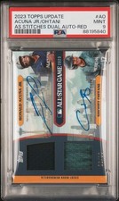 2023 TOPPS UPDATE ASG #AO SHOHEI OHTANI ACUNA JR DUAL PATCH AUTO RED /10 PSA 9