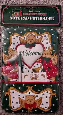 Vintage Bear Angels Welcome Note Pad Potholder Set - Sarah Lynn's Country Store