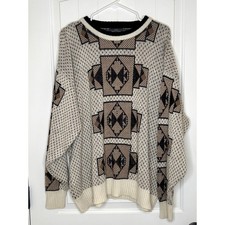 Vintage Sir William Knit Sweater Geometric Multicolored Black White 1X