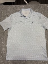 Vineyard Vines Performance Polo Shirt AOP Mens M White Golf Clubs Short Sleeve