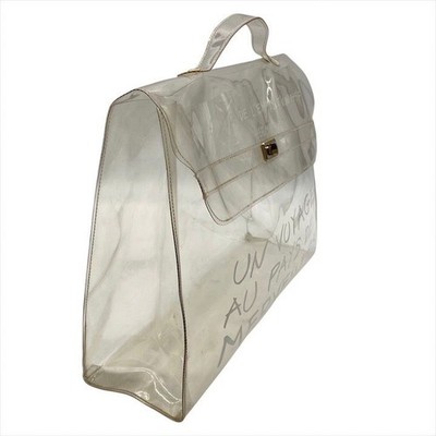 HERMES Vinyl Kelly 40 Hand Beach Bag Clear SOUVENIR DE L