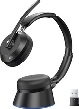 Wireless Headset with Mic for Work, Bluetooth Headset with Noise Cancelling Micr