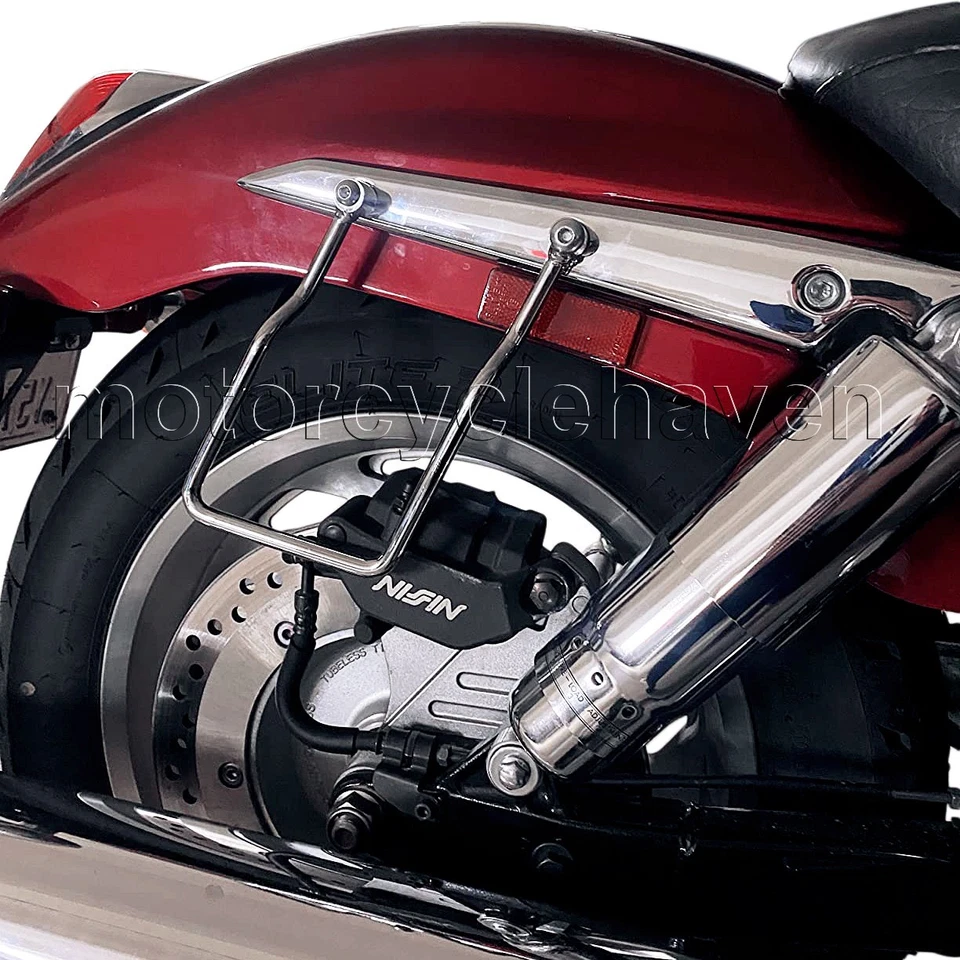 Soporte de alforja Honda VTX1300 VTX1800 C & F 2002-UP barra montaje cromado Foto 4 de 4