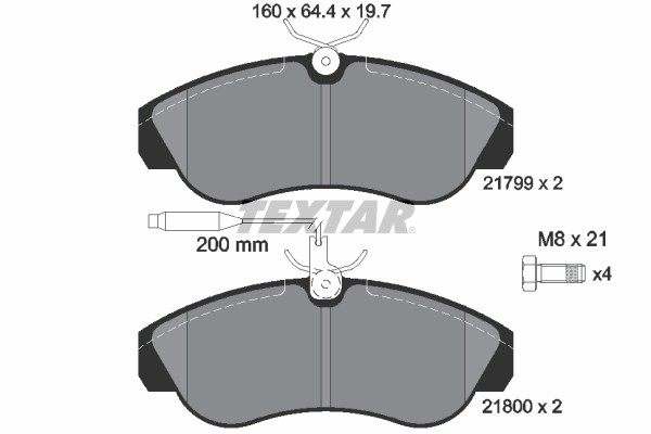 1X Textar 2179901 Bremsbelagsatz Scheibenbremse FüR CitroëN Fiat Peugeot-image