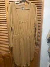 GAP Women's Sz L Sweater Dress Camel Brown Tan Softspun Banded Waist Long Sleeve