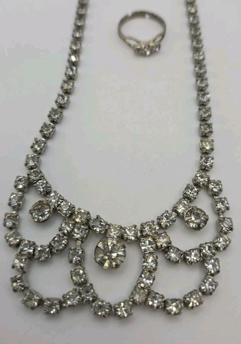 Vintage Strass Retro Schmuck Set Silberfarben Glam Gemischt Tragbar Geschenk Wiederverkauf - Bild 16 von 20