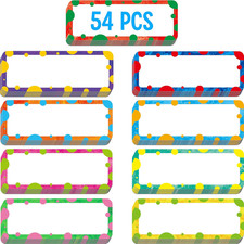 Magnetic Colorful Labels, 54 PCS Dry Erase Reusable Neon Name Tag Stickers Color