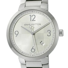 Montre Louis Vuitton Tambour Damier Quartz SS Argent 3,8 cm