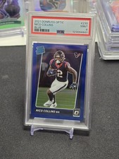 2021 Donruss Optic Blue Nico Collins RC #230  Rated Rookie Card /179 PSA 9 Nice!. rookie card picture