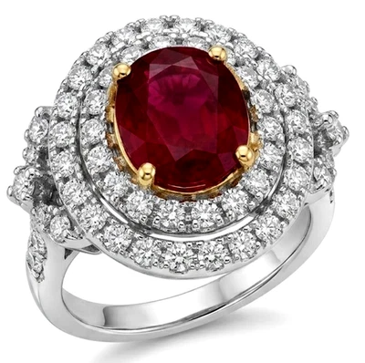 1,16ct Natürlicher Brillantschliff Diamant Ring 14K Weißgold Ruby Cluster 7 - Bild 1 von 4