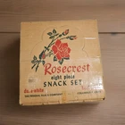 Vintage Rosecrest 8 Piece Snack Set, Original Box, Federal Glass,  Box Has Aged