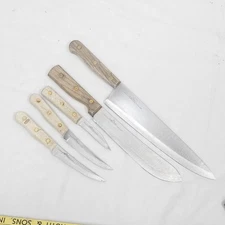 Vintage Old Homestead Chef's Set Steak Butcher  Cutlery Stainless 