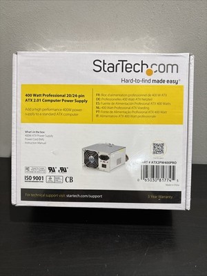 StarTech ATX2PW400PRO 20/24 Pin 400W ATX 2.01 Computer Power Supply New Sealed