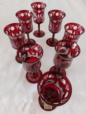 Überfangglas, Sherry-  Portweingläser, 8 Stück, original Egermann Czechoslovakia
