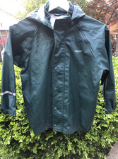 CeLaVi Rain Gear Coat Kids Green Zip Snap Front Removable Hood 1145 Reflective