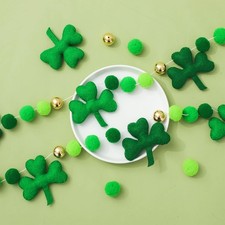 8.2Ft St. Patrick's Day Felt Ball Garland 3D Shamrock Clover Hanging Garland wit