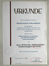 Orig. Urkunde Polizei Rostock 1984 BDVP Autogramm General MdI MfS Volksschaffen